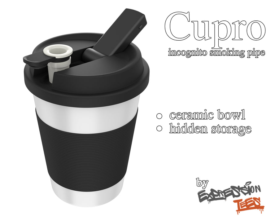 Black Cupro Coffee Mug for Flower and Incognito Uses | Hidden Hookah Pipe | Discreet Smoking | Hidden Bowl Storage