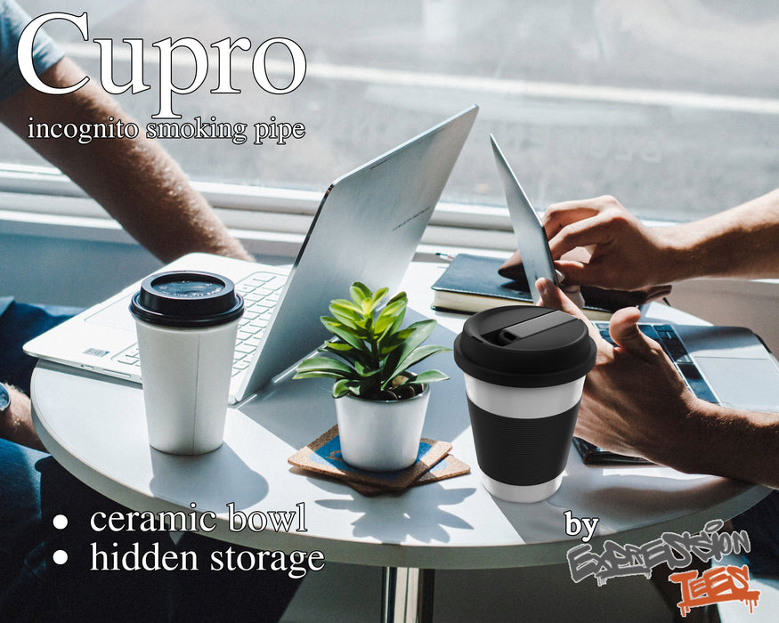 Blue Cupro Coffee Mug for Flower and Incognito Uses | Hidden Hookah Pipe | Discreet Smoking | Hidden Bowl Storage