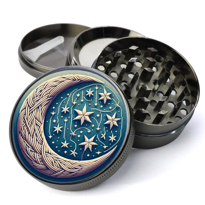 Crescent Moon and Stars Grinder, Lunar Grinder, Christmas Grinder, Magical Moon And Stars Grinder, Extra Large 5 Piece Herb Grinder