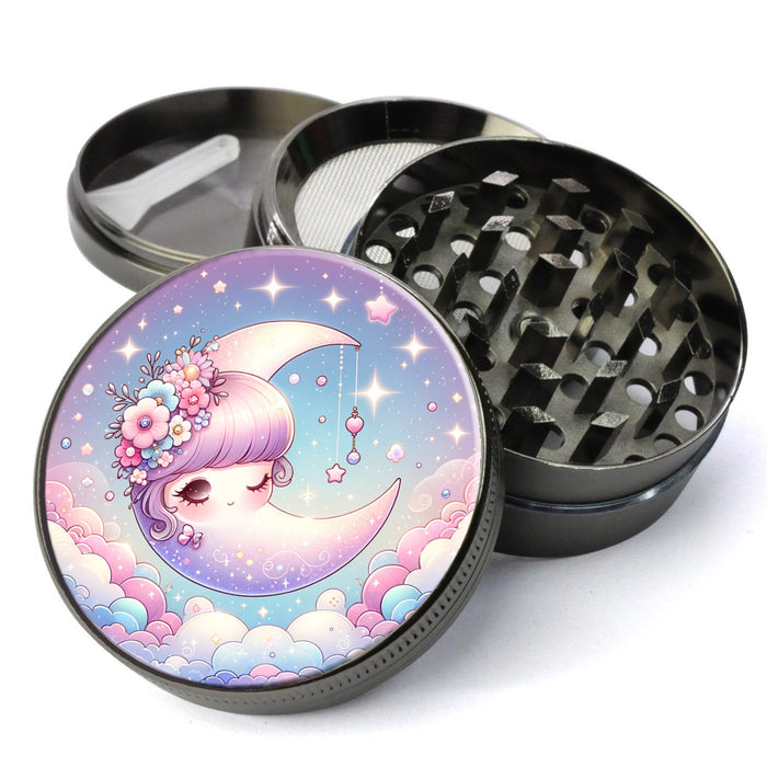 Girly Grinder With Catcher, Crescent Moon Grinder, Whimsical Grinder, Anime Grinder, Extra Large 5 Piece Grinder, Spice Herb Grinder