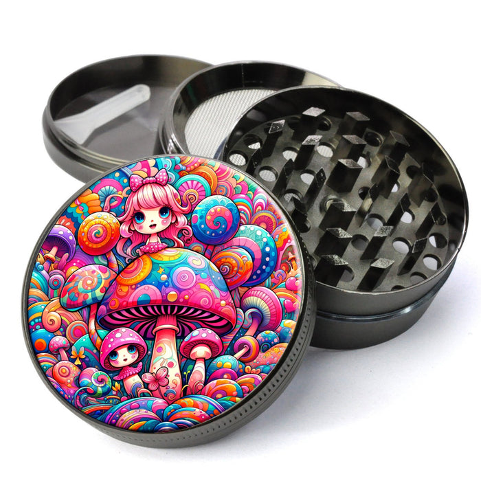 Psychedelic Herb Grinder Trippy Grinder Mushroom Herb Grinder Cute Girly Grinder with Catcher Extra Large 5 Piece Spice Herb Grinder
