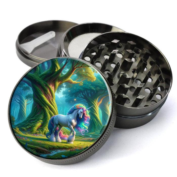 Magical Unicorn in a Vibrant Fantasy Forest, Mystical Unicorn, Extra Large 5 Piece Spice Herb Grinder
