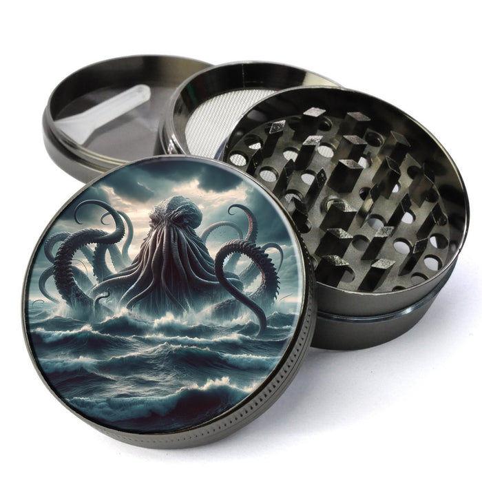 Kraken Herb Grinder, Mythical Sea Creature, Monster In The Ocean, Extra Large 5 Piece Spice Herb Grinder