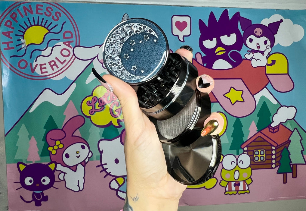 Blue Crescent Moon And Stars Grinder, Halloween Grinder, Extra Large 5 Piece Grinder, Spice Crusher, Herb Grinder, Witchy Grinder
