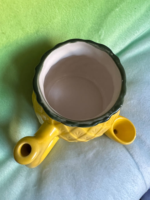 Tropical Pineapple Ceramic Coffee Mug and Pipe – Unique Dual-Use Design for Coffee and Herbs