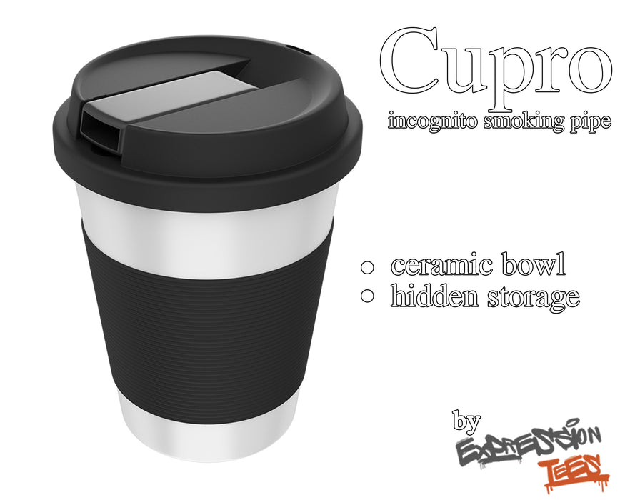 Cupro Coffee Mug for Flower and Incognito Uses | Hidden Hookah Pipe | Discreet Smoking | Hidden Bowl Storage