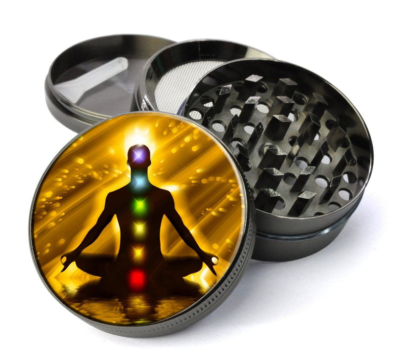 Chakra Meditation Extra Large 5 Piece Spice Herb Grinder with / Catcher - Expression Tees