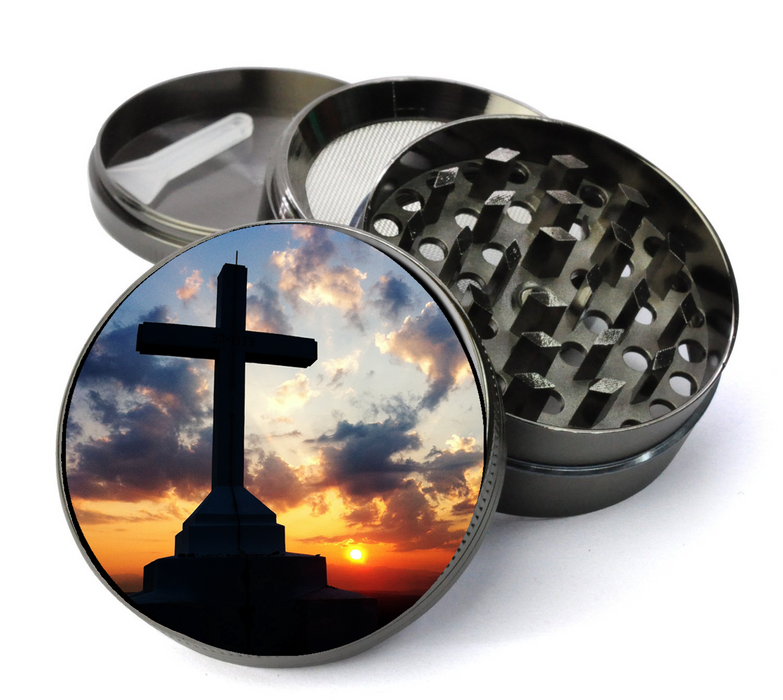 Sunset Cross Deluxe Metal 5 Piece Herb Grinder With Fine Screen