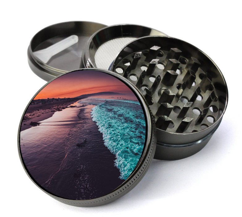 Beach at Sundown Deluxe Metal 4 Piece Herb Grinder With Fine Screen