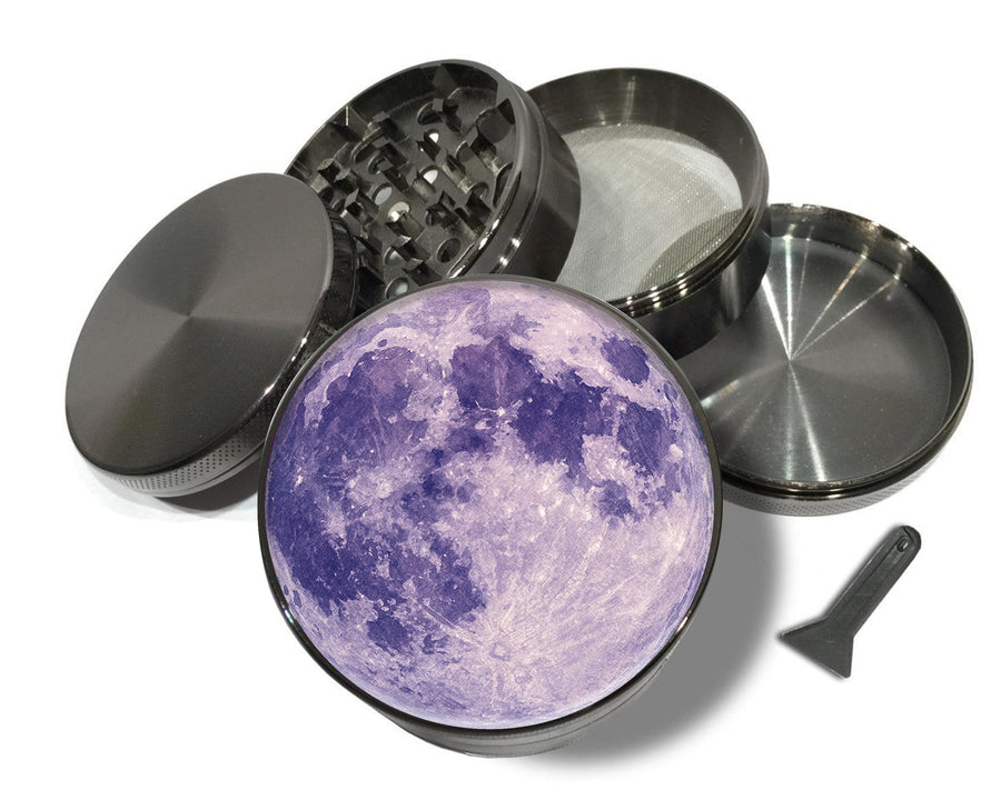 Purple Full Moon Aesthetic Celestial Art Spice Grinder Grey Grinder