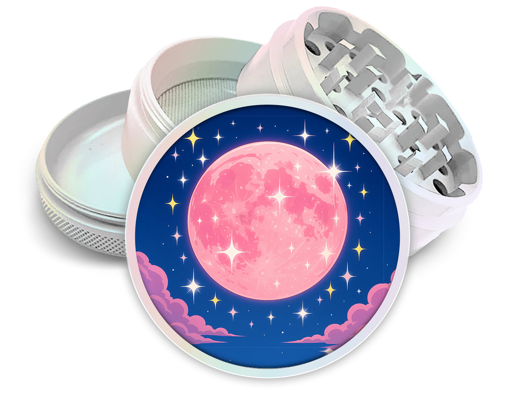 Pink Kawaii Crescent Moon with Stars Spice Grinder White Grinder