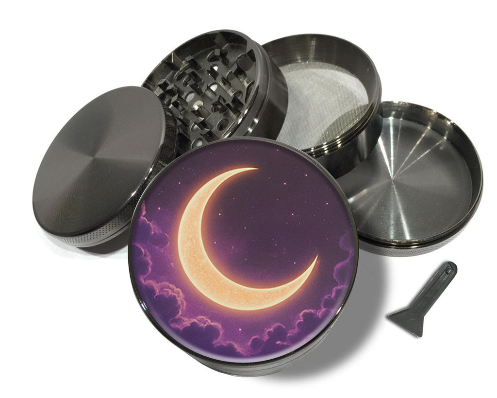Crescent Moon in Dreamy Night Sky Spice Grinder Grey Grinder