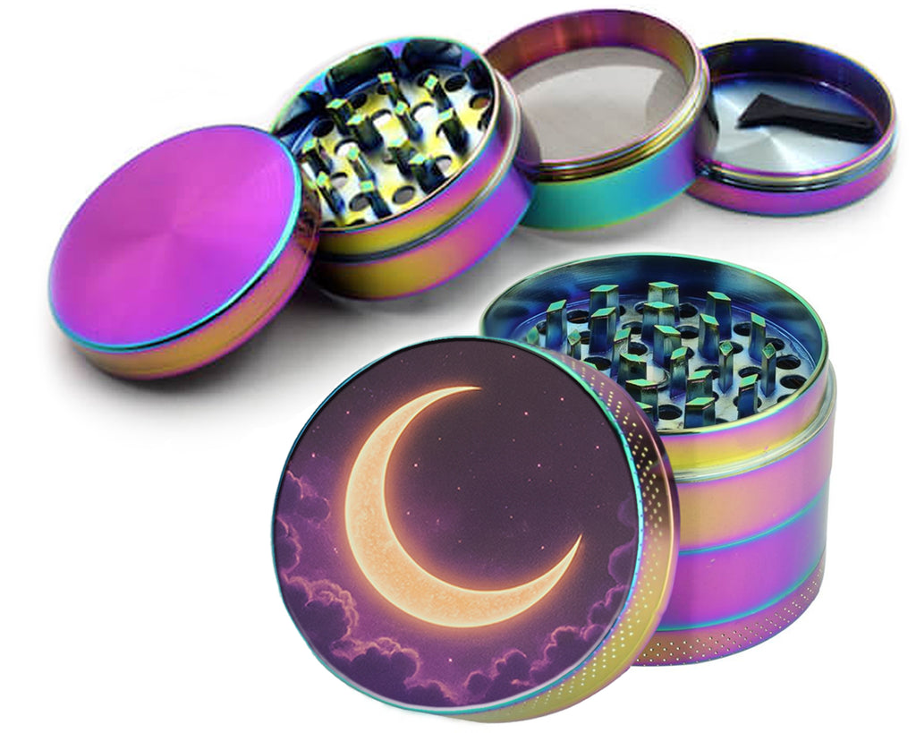 Crescent Moon in Dreamy Night Sky Spice Grinder Rainbow Grinder