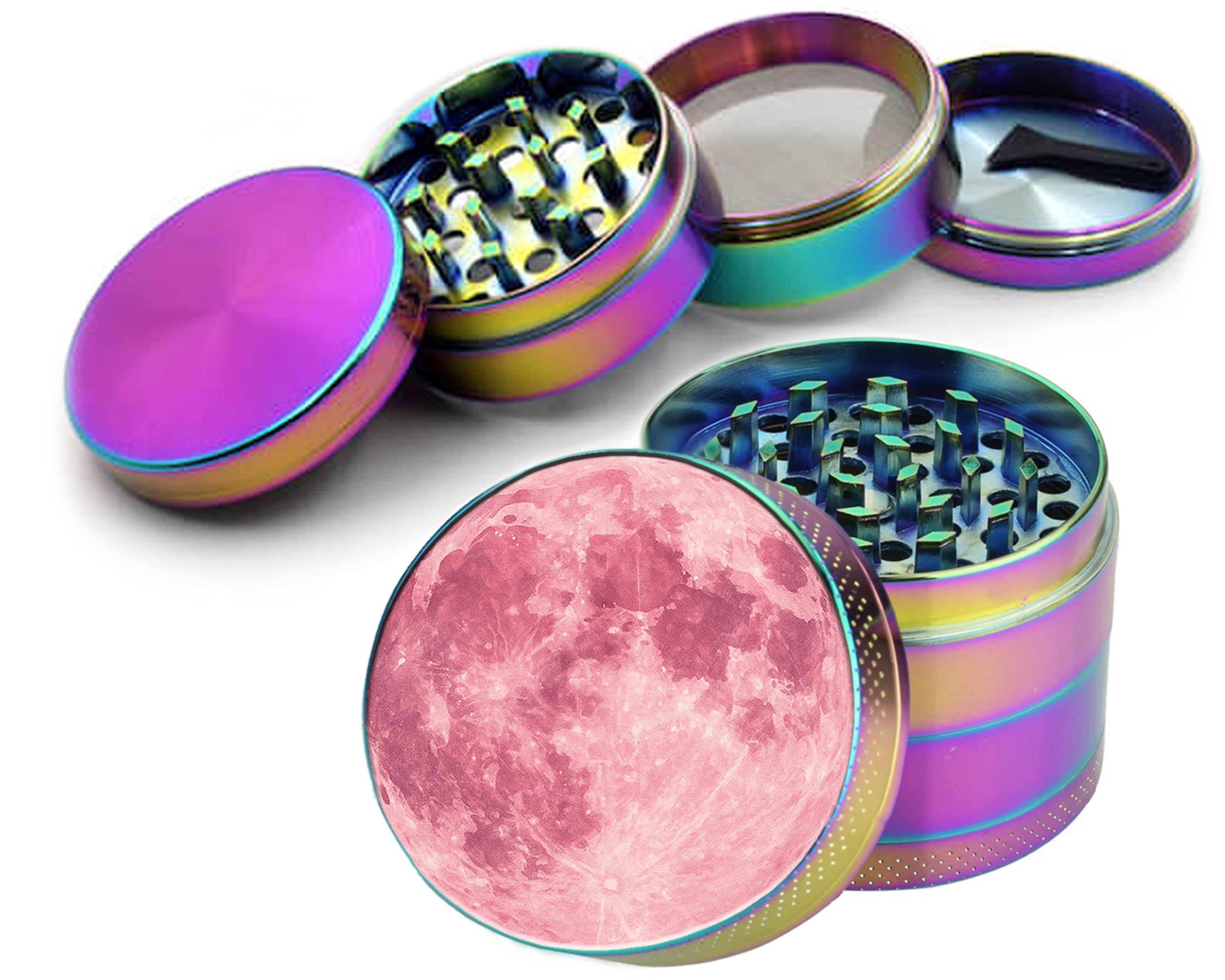 Soft Pink Moon Boho Celestial Vibes Spice Grinder Rainbow Grinder