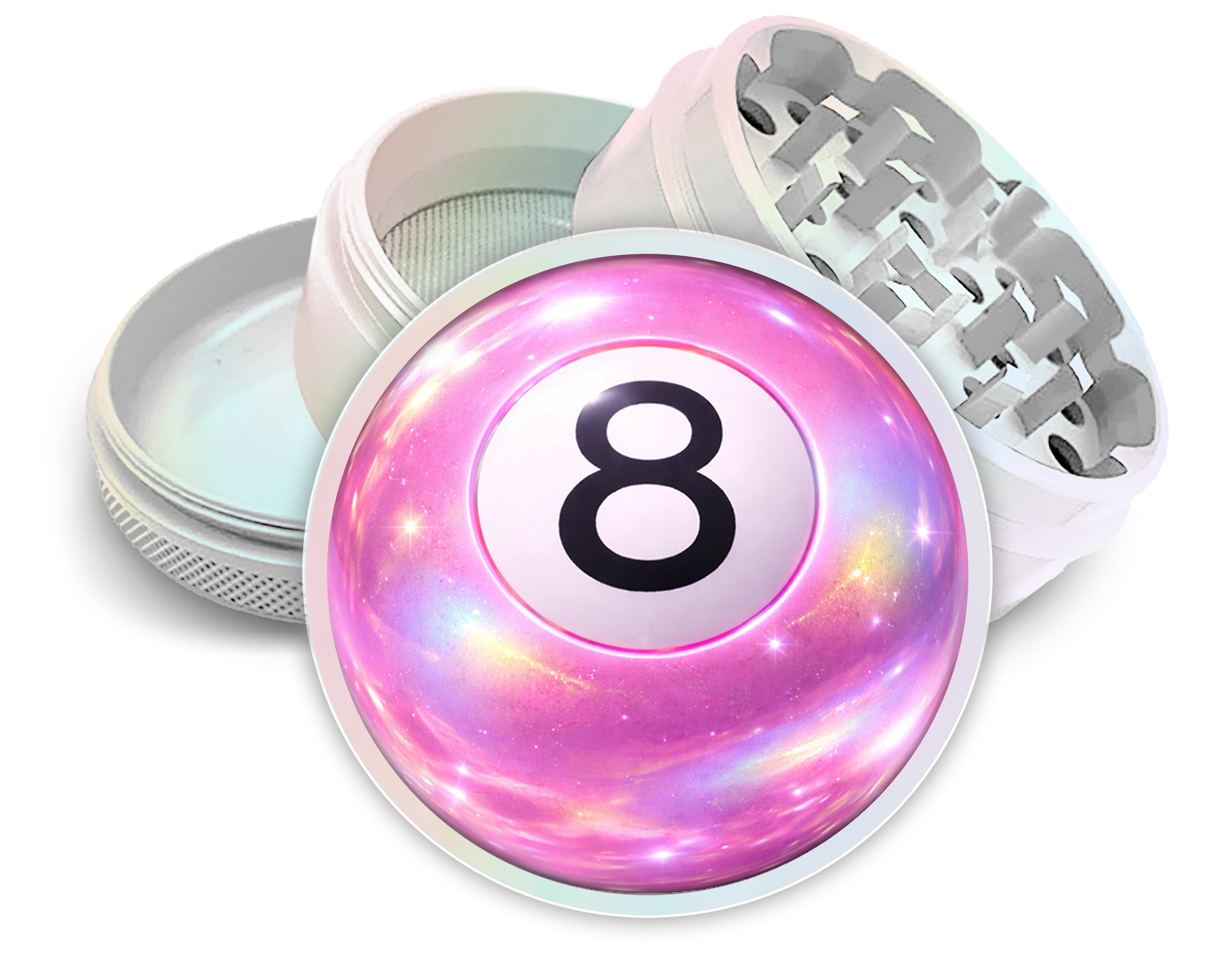 Pink Magic 8 Ball Digital Pop Art Spice Grinder White Grinder