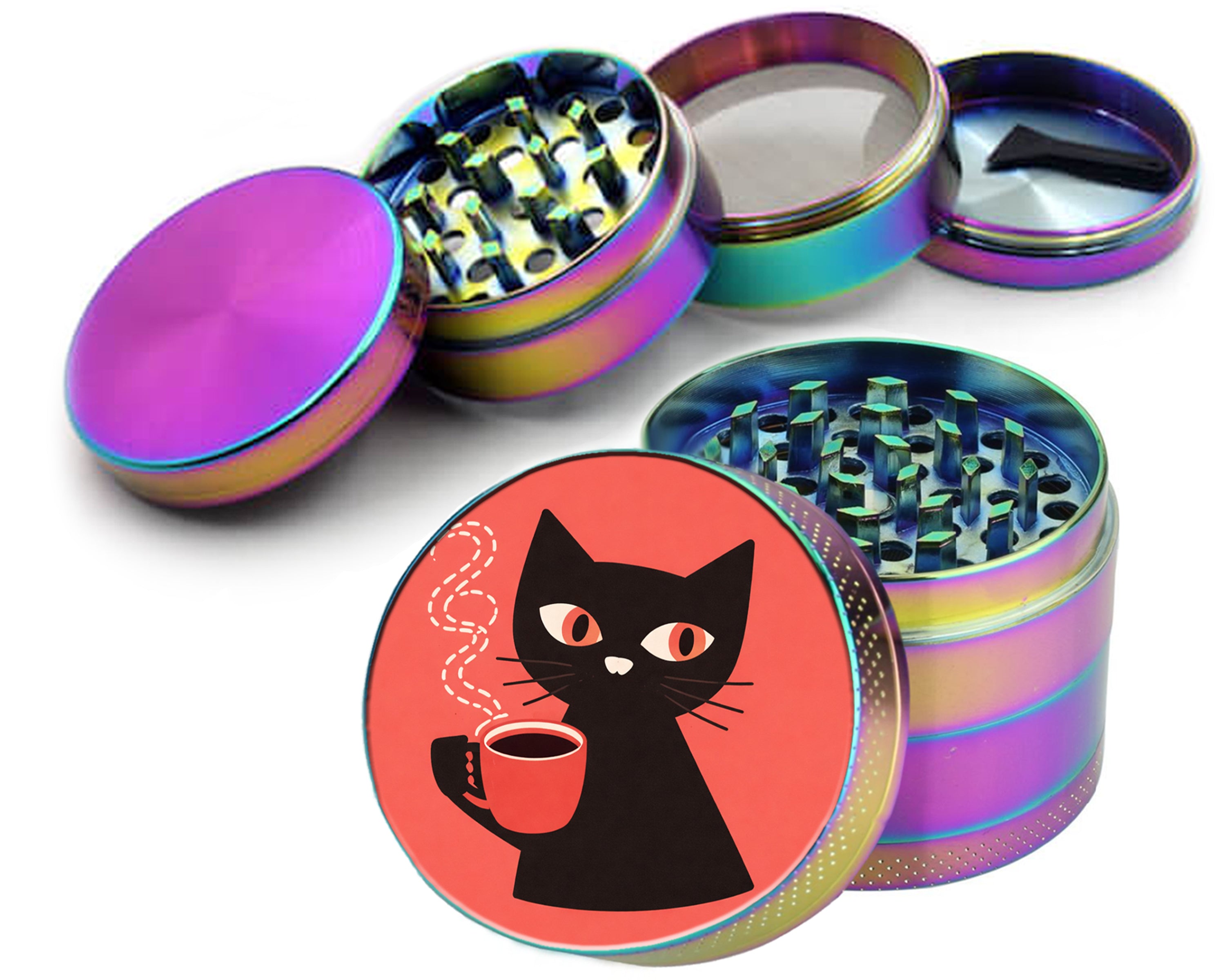 Retro Cat Minimalist Spice Grinder Rainbow Grinder