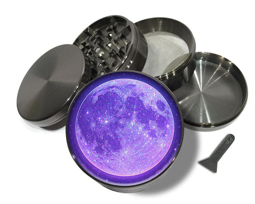 Purple Galaxy Moon with Starscape Spice Grinder Grey Grinder
