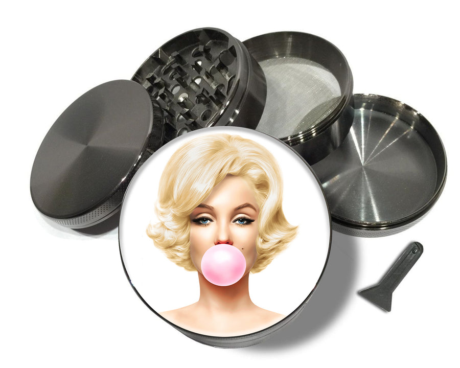 Marilyn Monroe with Pink Bubble Gum Spice Grinder Grey Grinder