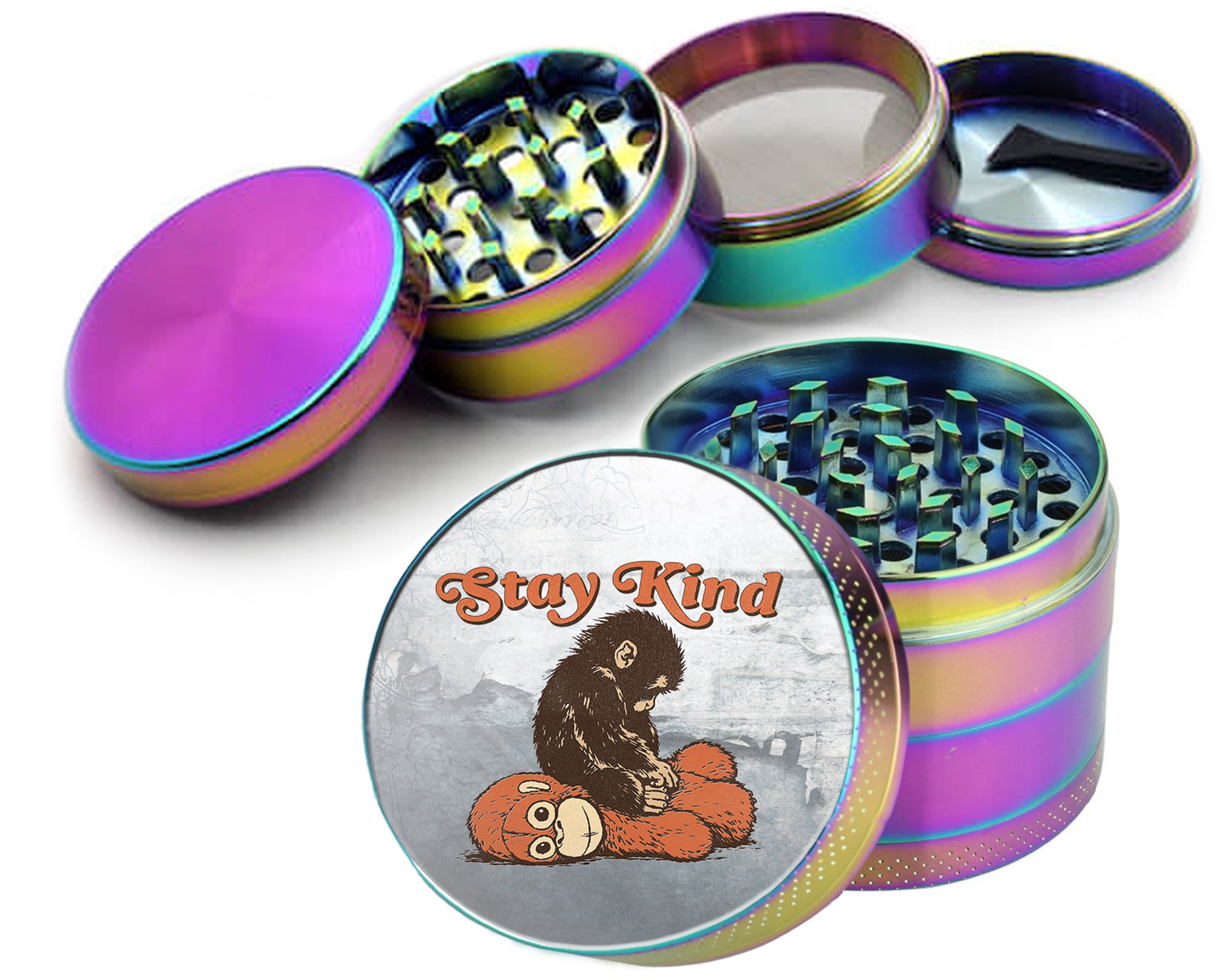 Punch Stay Kind Monkey Spice Grinder Rainbow Grinder