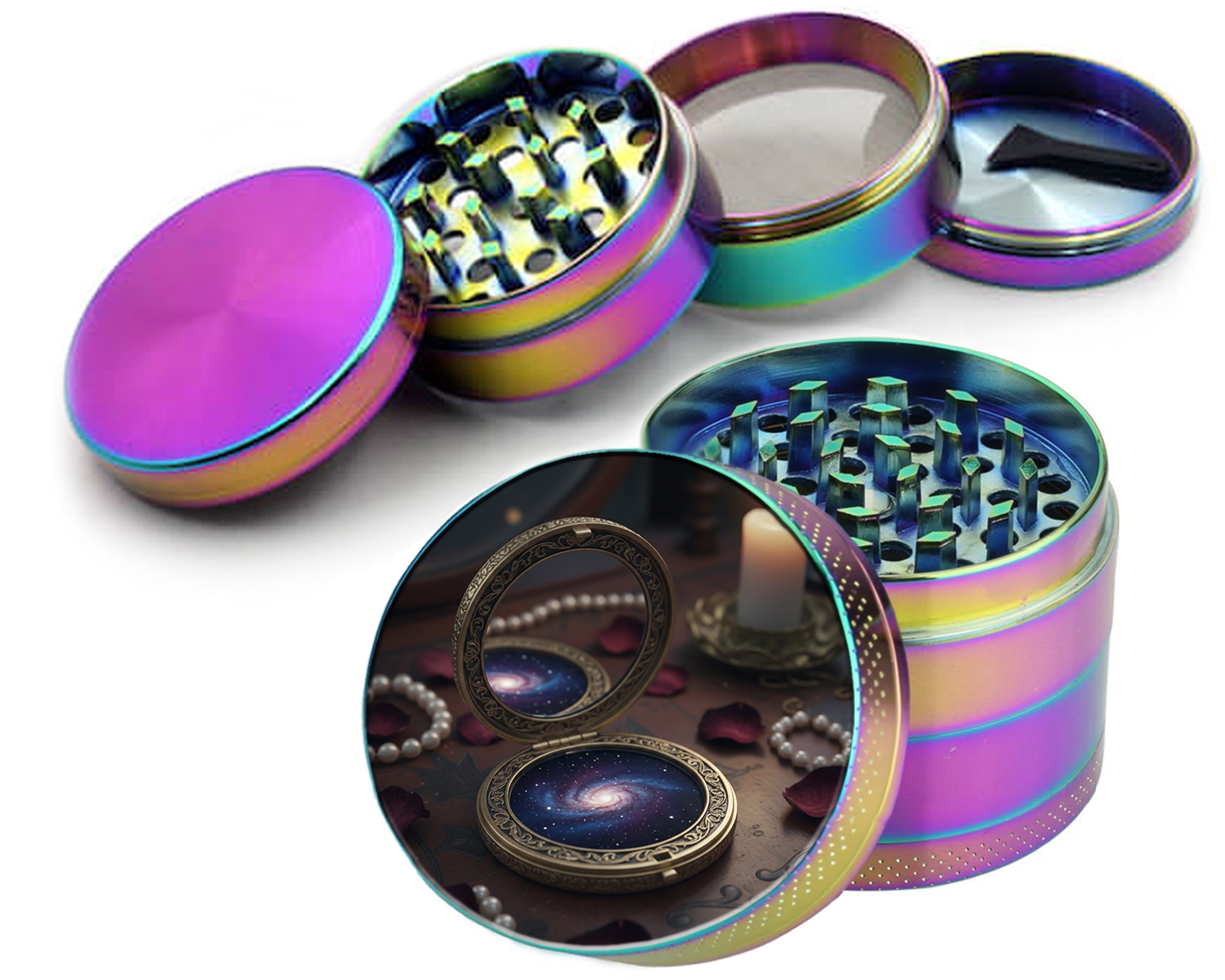 Cosmic Vanity Compact Spice Grinder Rainbow Grinder