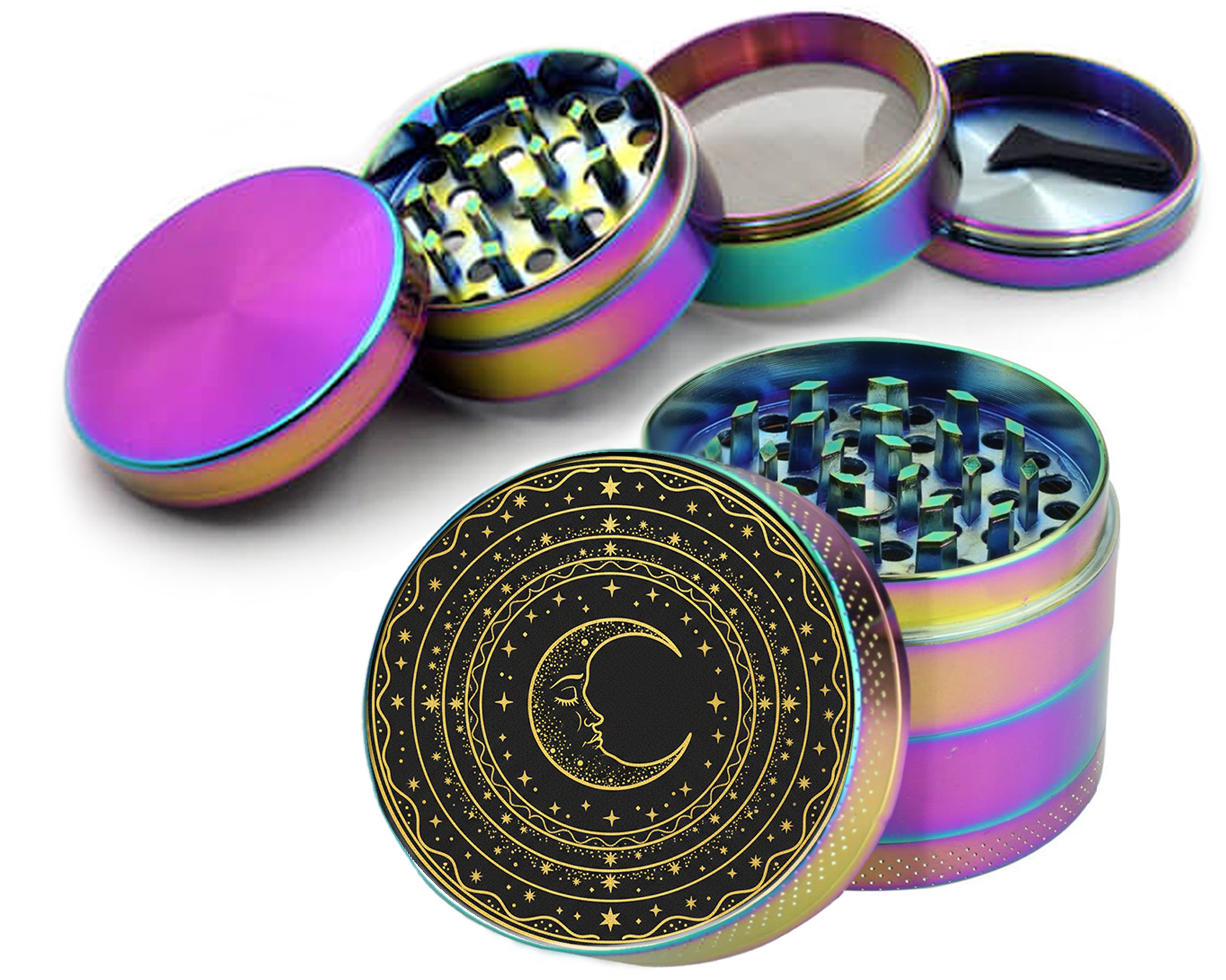 Celestial Crescent Mandala Spice Grinder Rainbow Grinder