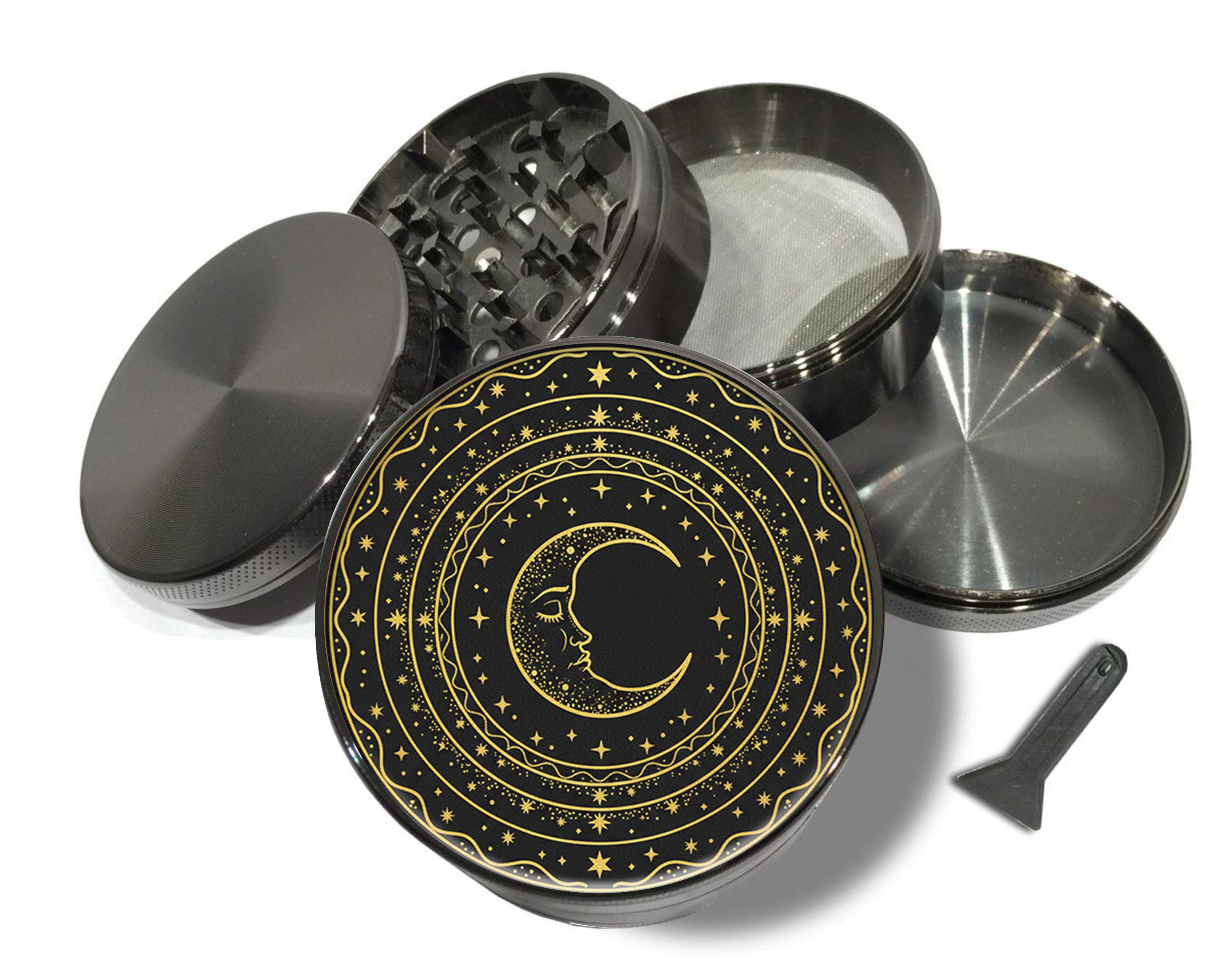 Celestial Crescent Mandala Spice Grinder Grey Grinder
