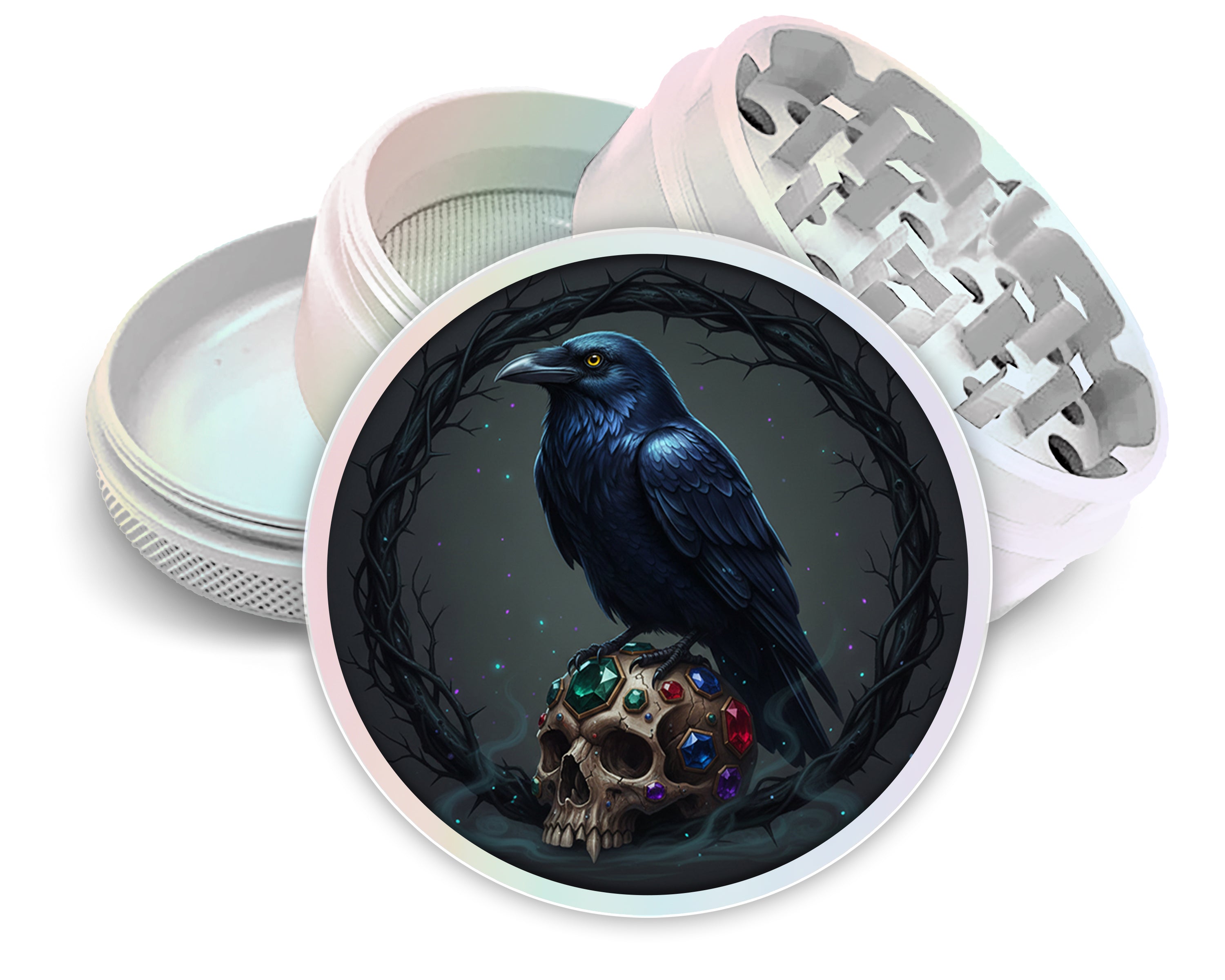 Raven Jeweled Skull Spice Grinder White Grinder