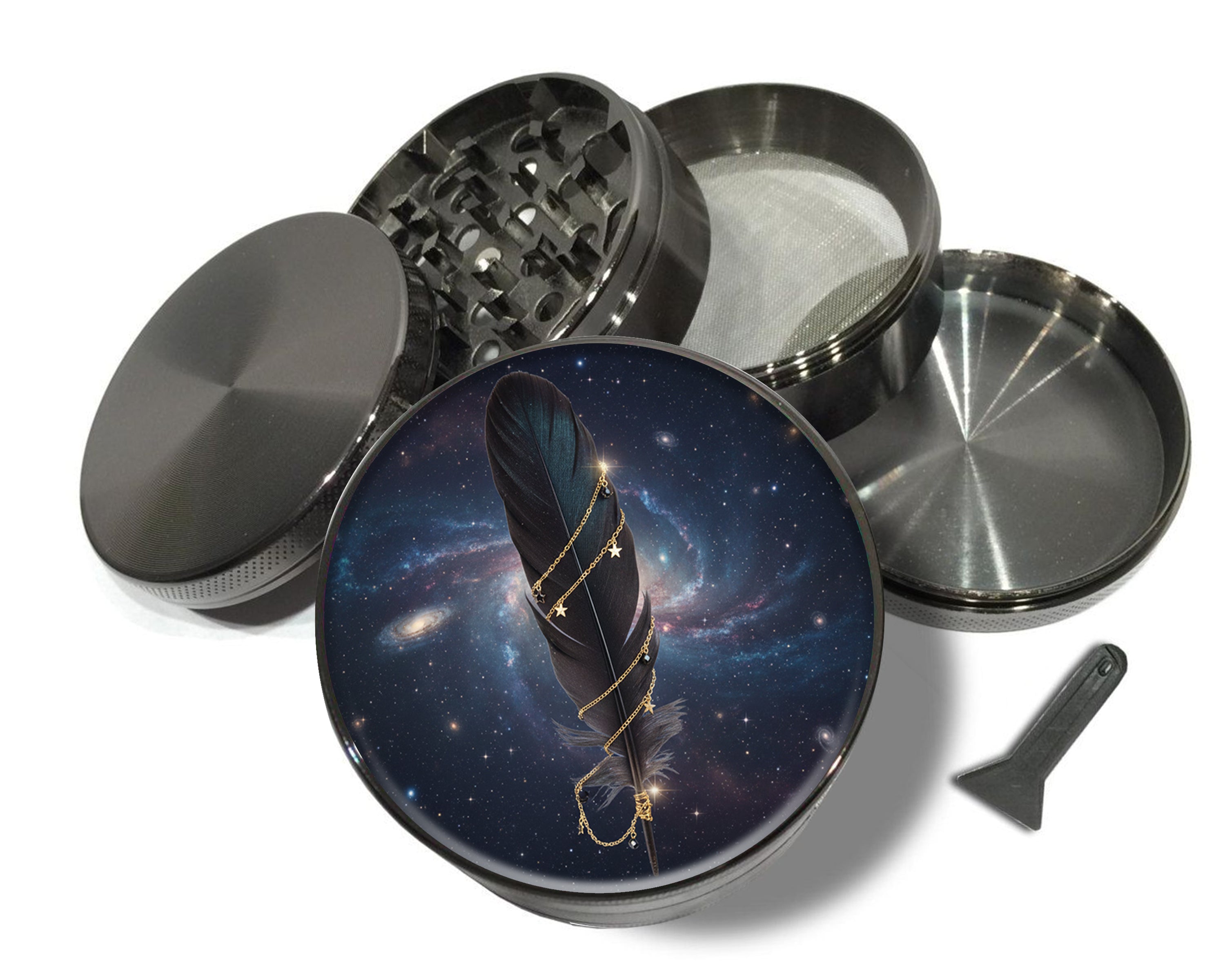 Cosmic Feather Talisman Spice Grinder Grey Grinder