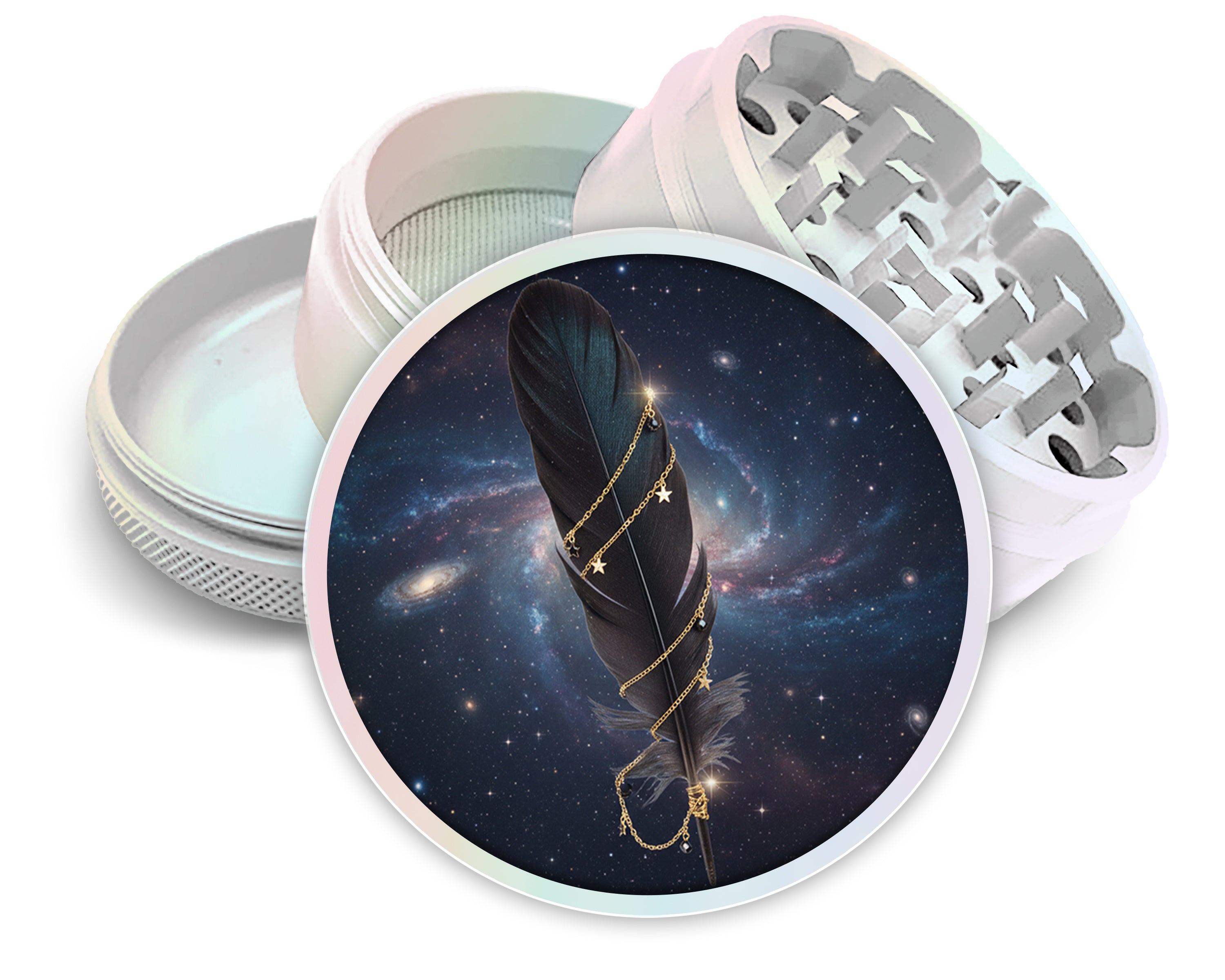 Cosmic Feather Talisman Spice Grinder White Grinder