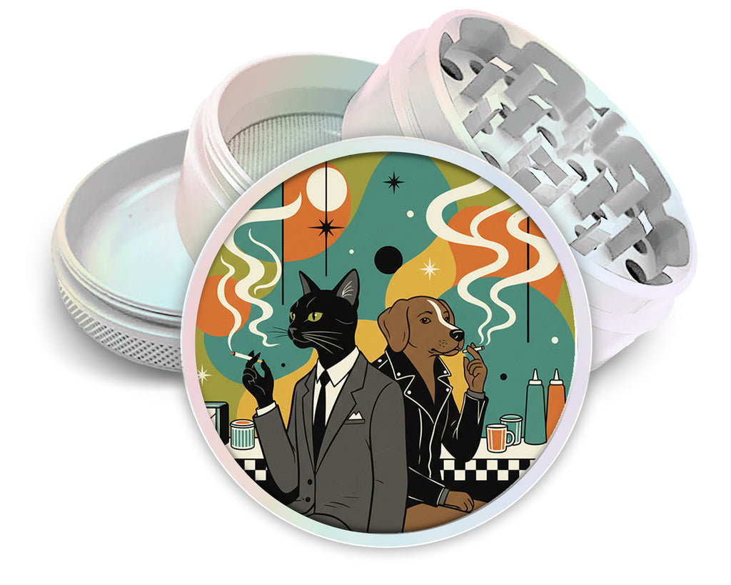 Midcentury Cat and Dog Noir Duo Spice Grinder White Grinder