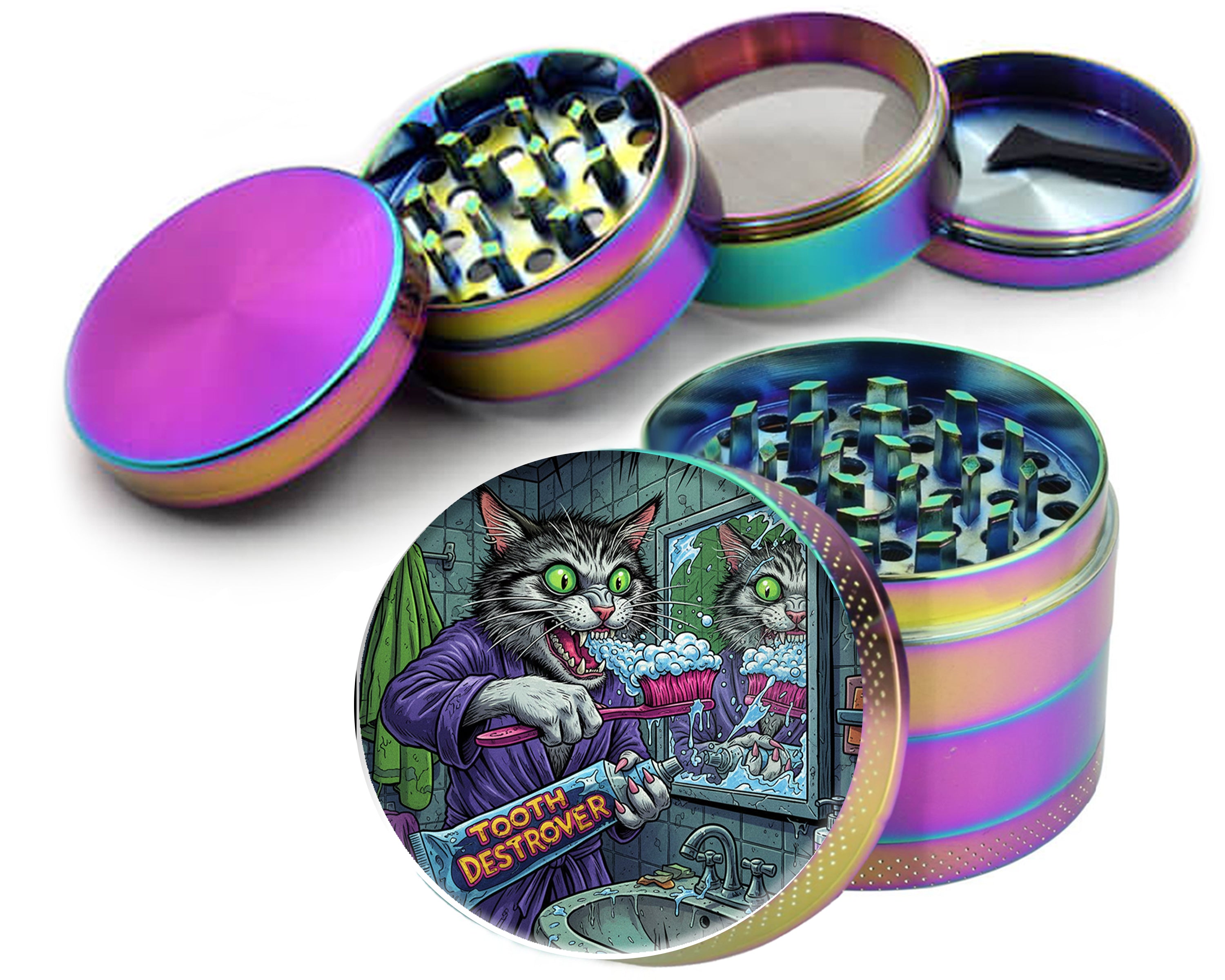 Midnight Mischief Cat Spice Grinder Rainbow Grinder