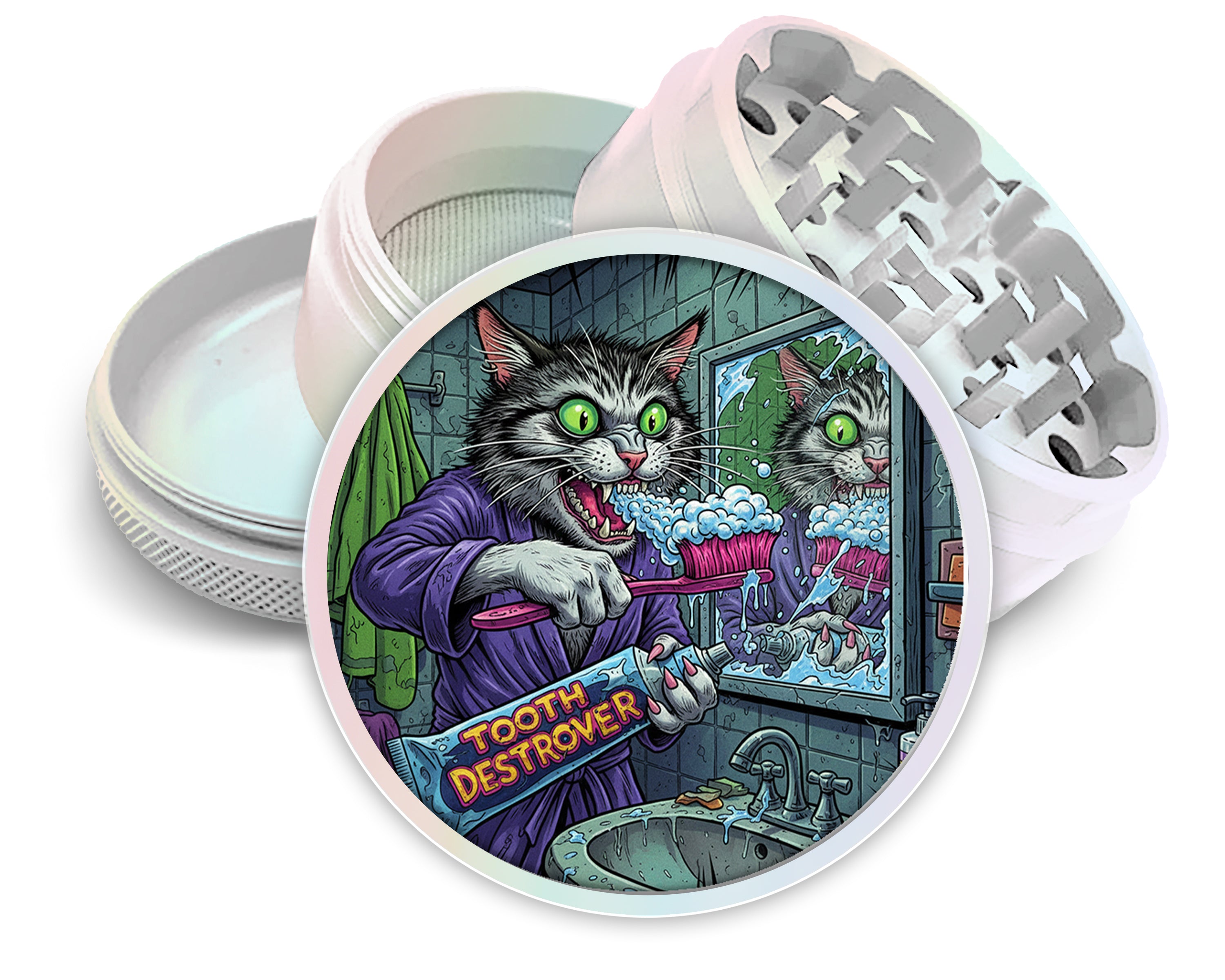 Midnight Mischief Cat Spice Grinder White Grinder
