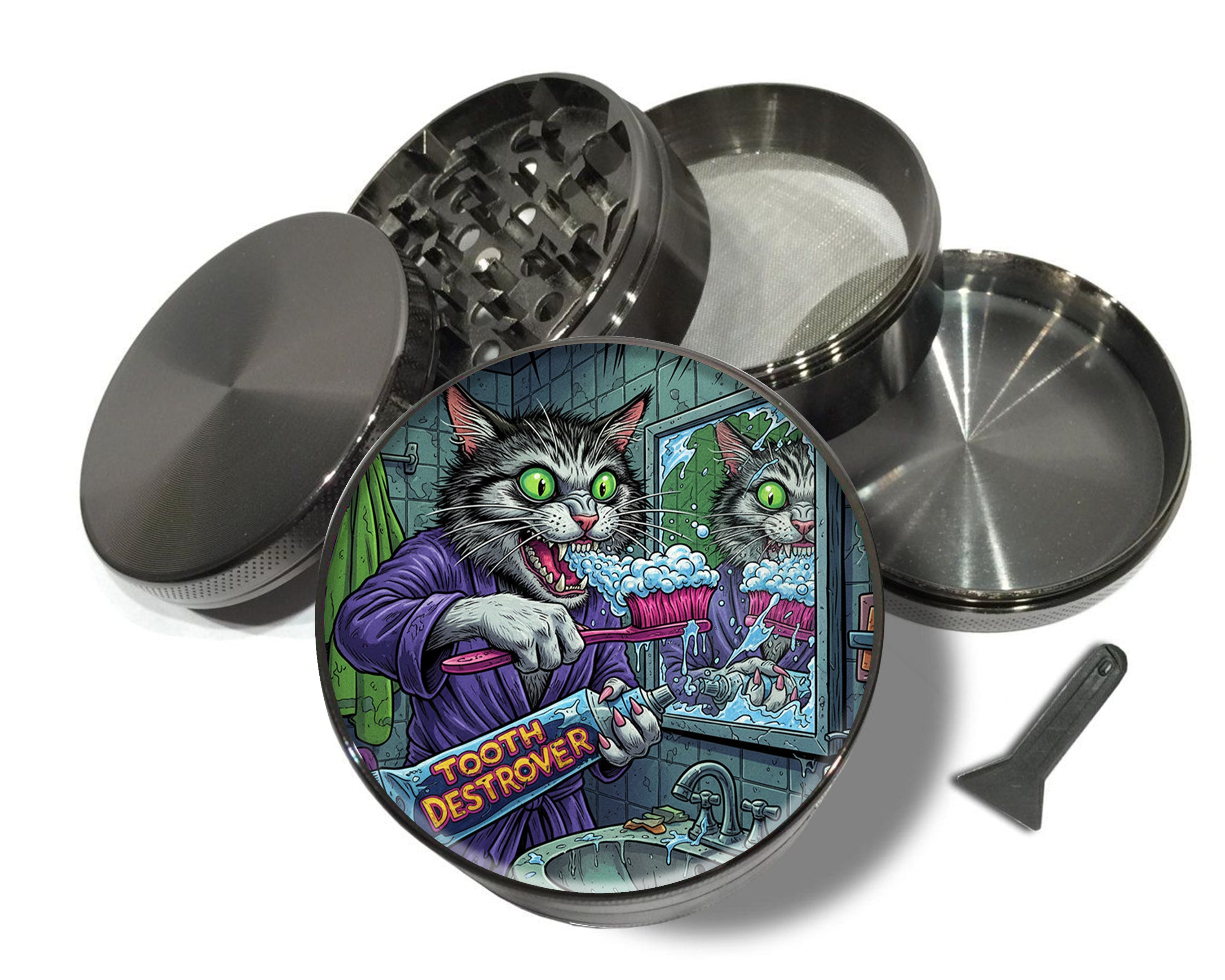 Midnight Mischief Cat Spice Grinder Grey Grinder
