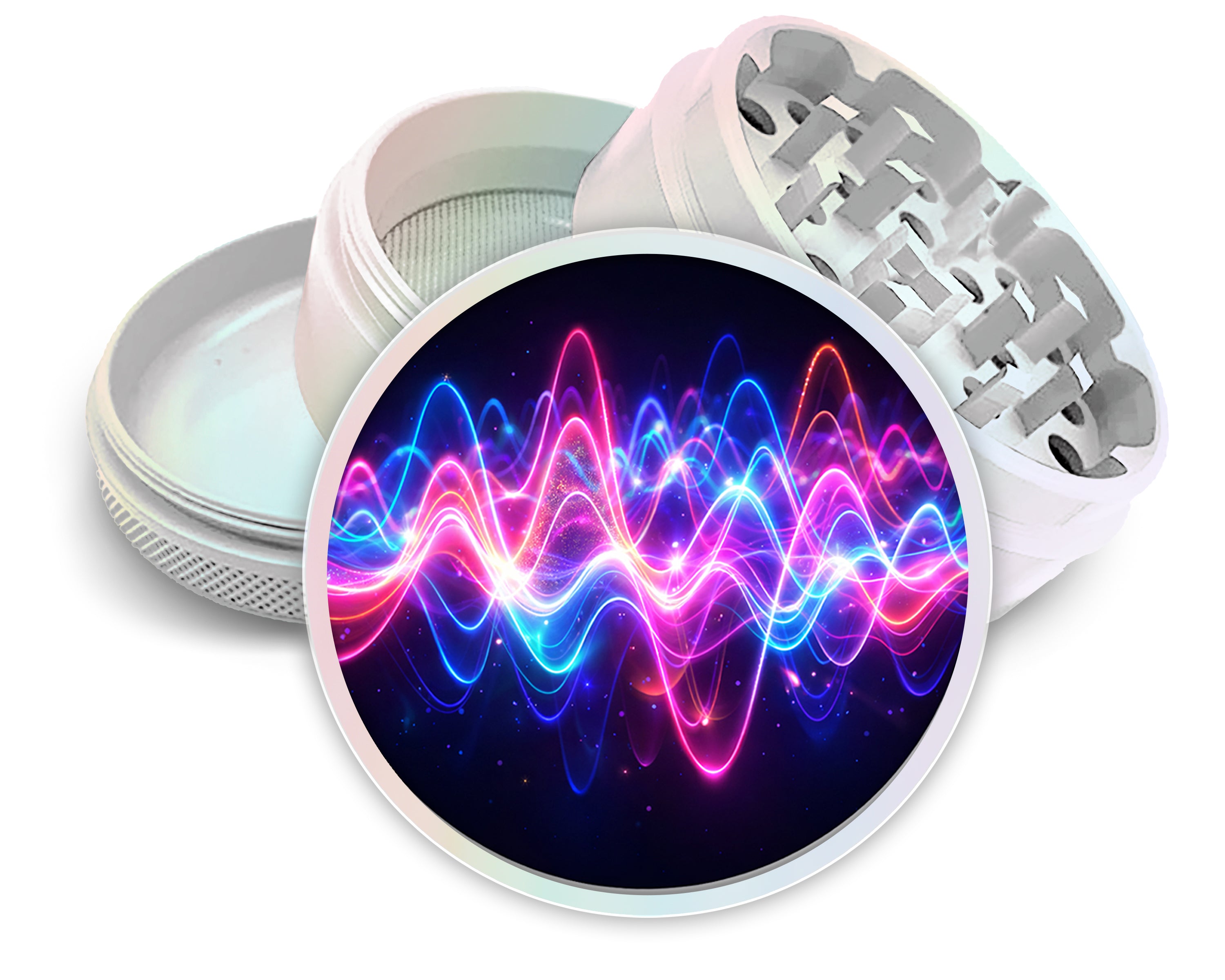 Neon Soundwave Vibes Audio Frequency Art Spice Grinder White Grinder