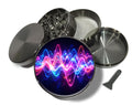Neon Soundwave Vibes Audio Frequency Art Spice Grinder Grey Grinder
