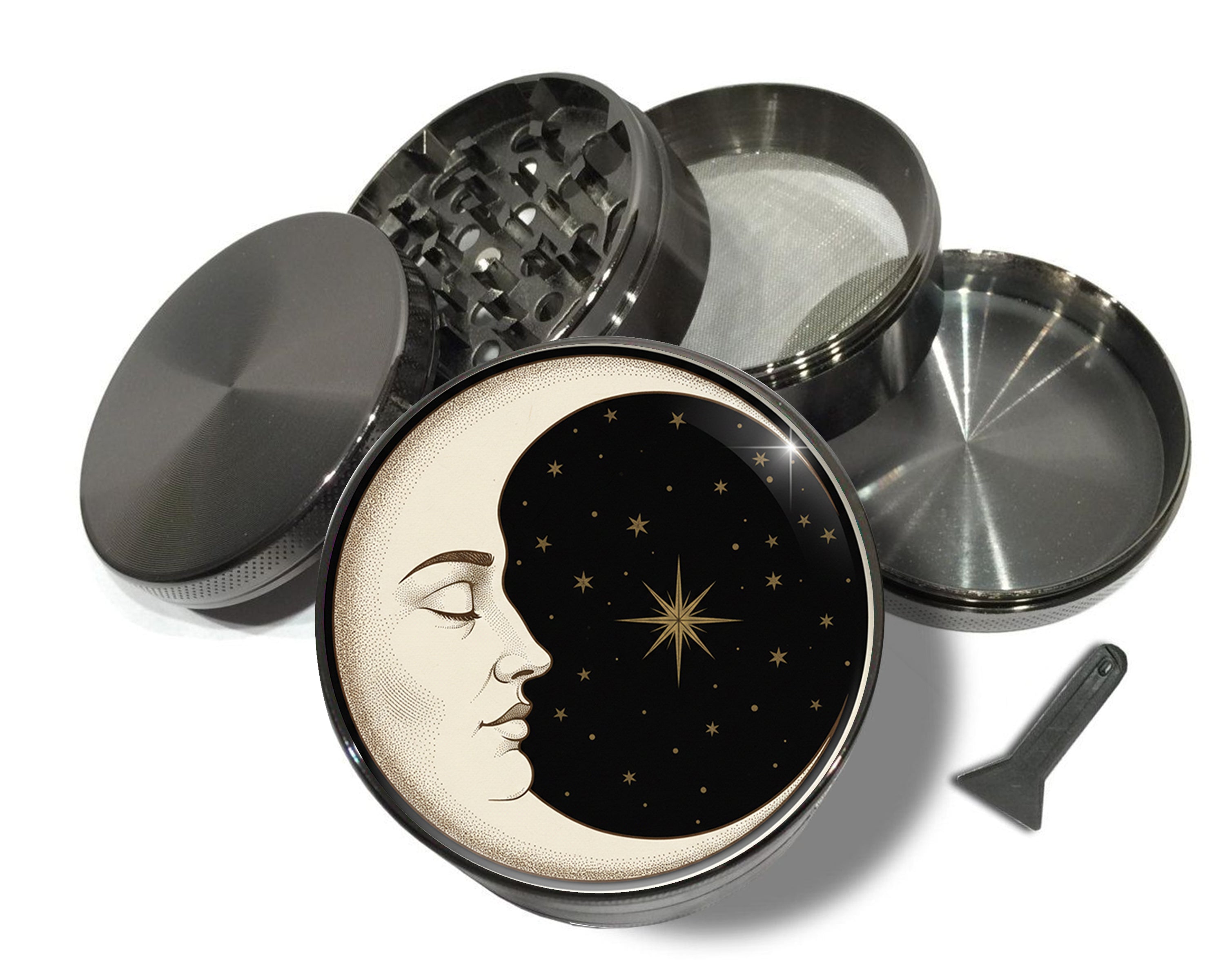 Celestial Moon Portrait Spice Grinder Grey Grinder