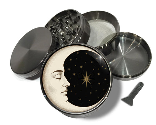 Celestial Moon Portrait Spice Grinder Grey Grinder