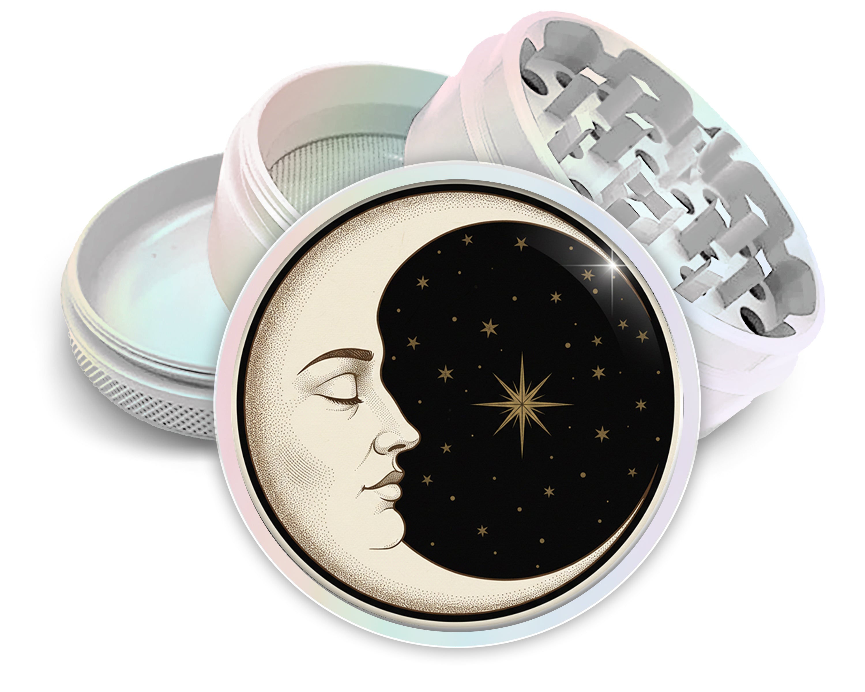 Celestial Moon Portrait Spice Grinder White Grinder