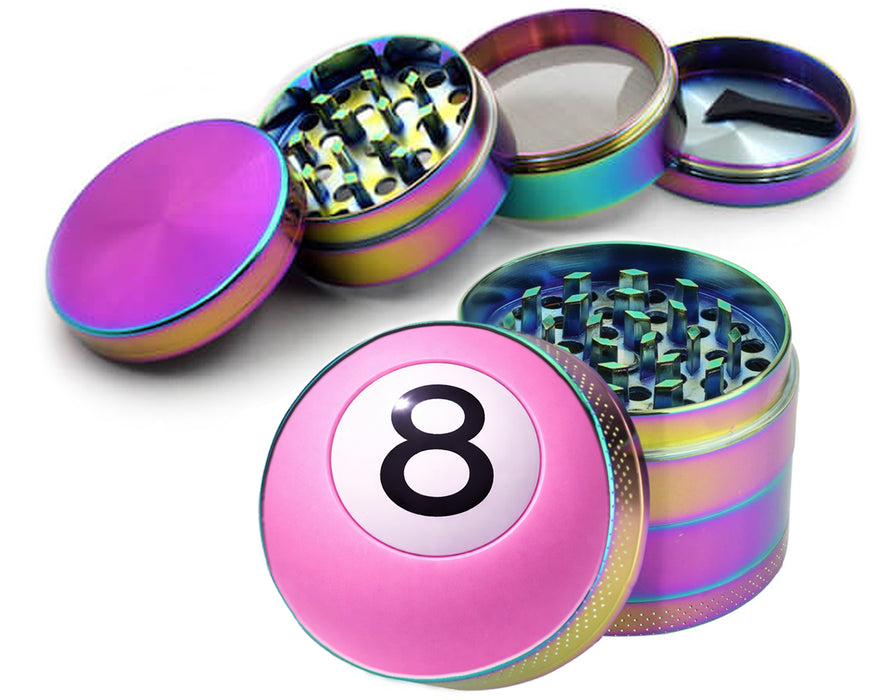 Soft Pink 8 Ball Retro Vibe Pool Hall Style Spice Grinder Rainbow Grinder