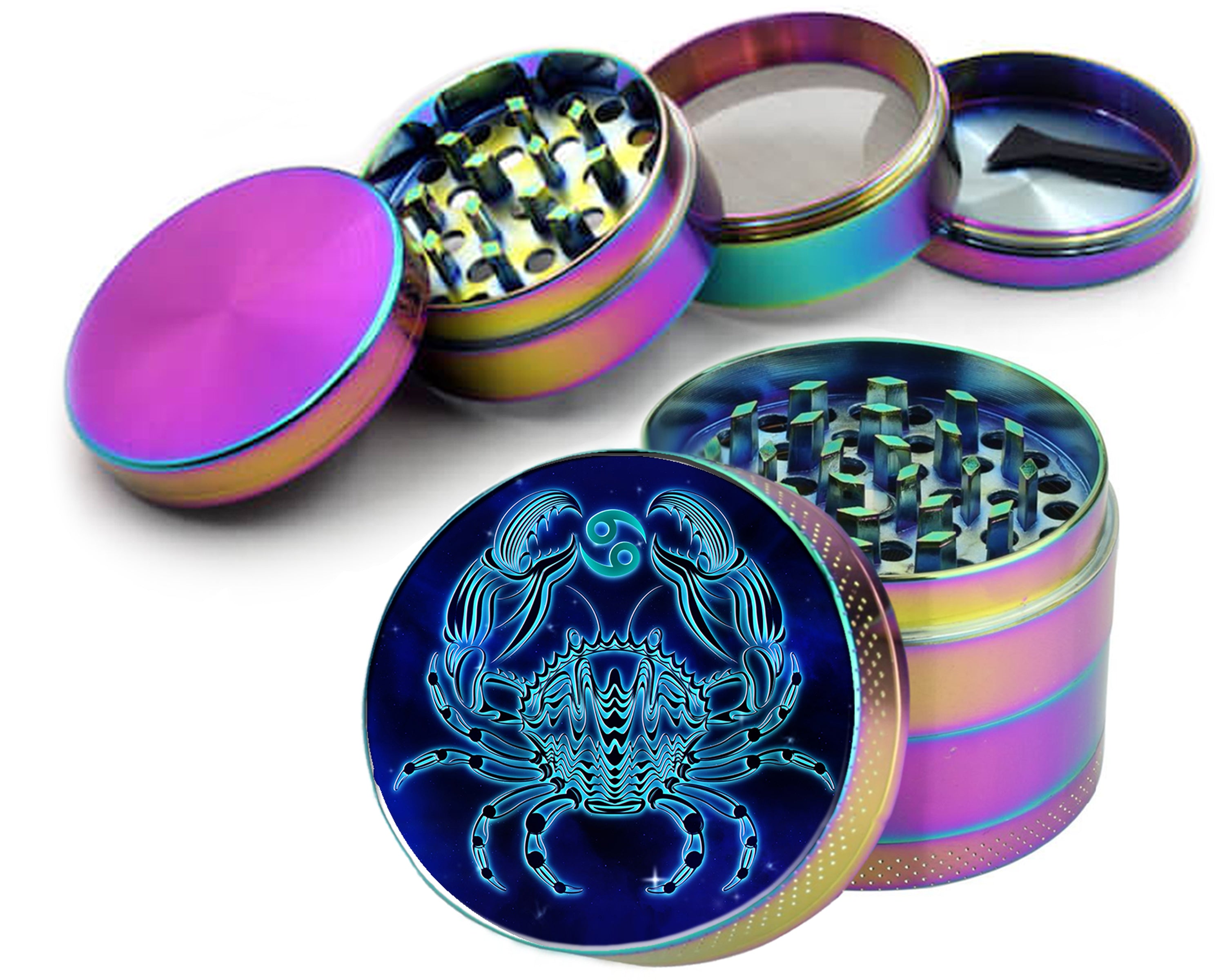 Cancer Zodiac Sign Spice Grinder Rainbow Grinder