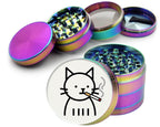 Minimalist Smoking Cat Icon Spice Grinder Rainbow Grinder