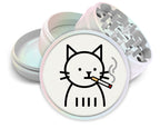 Minimalist Smoking Cat Icon Spice Grinder White Grinder