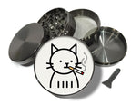 Minimalist Smoking Cat Icon Spice Grinder Grey Grinder