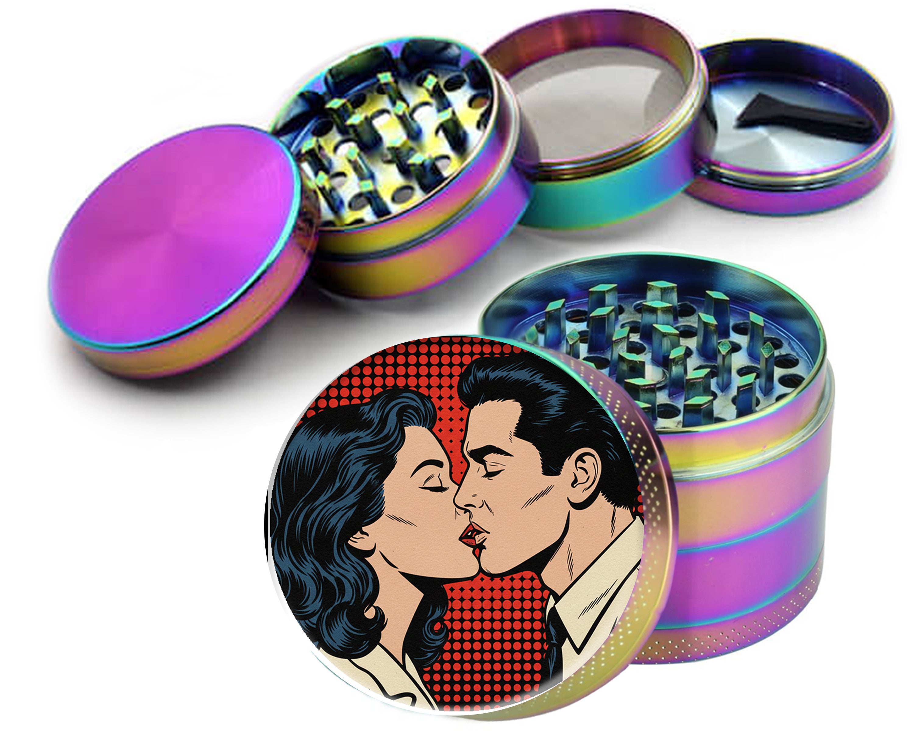 Retro Pop Art Kiss Spice Grinder Rainbow Grinder