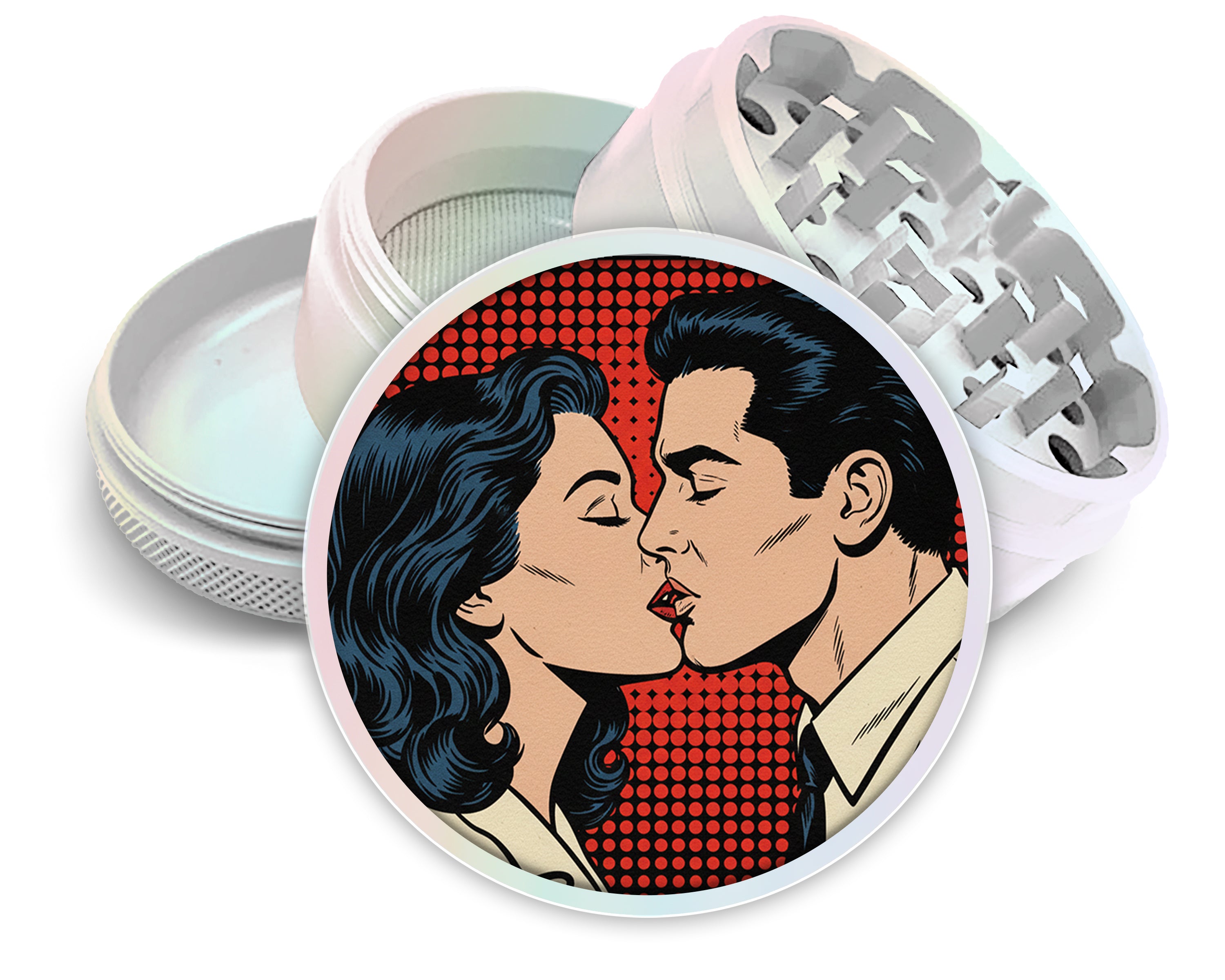 Retro Pop Art Kiss Spice Grinder White Grinder