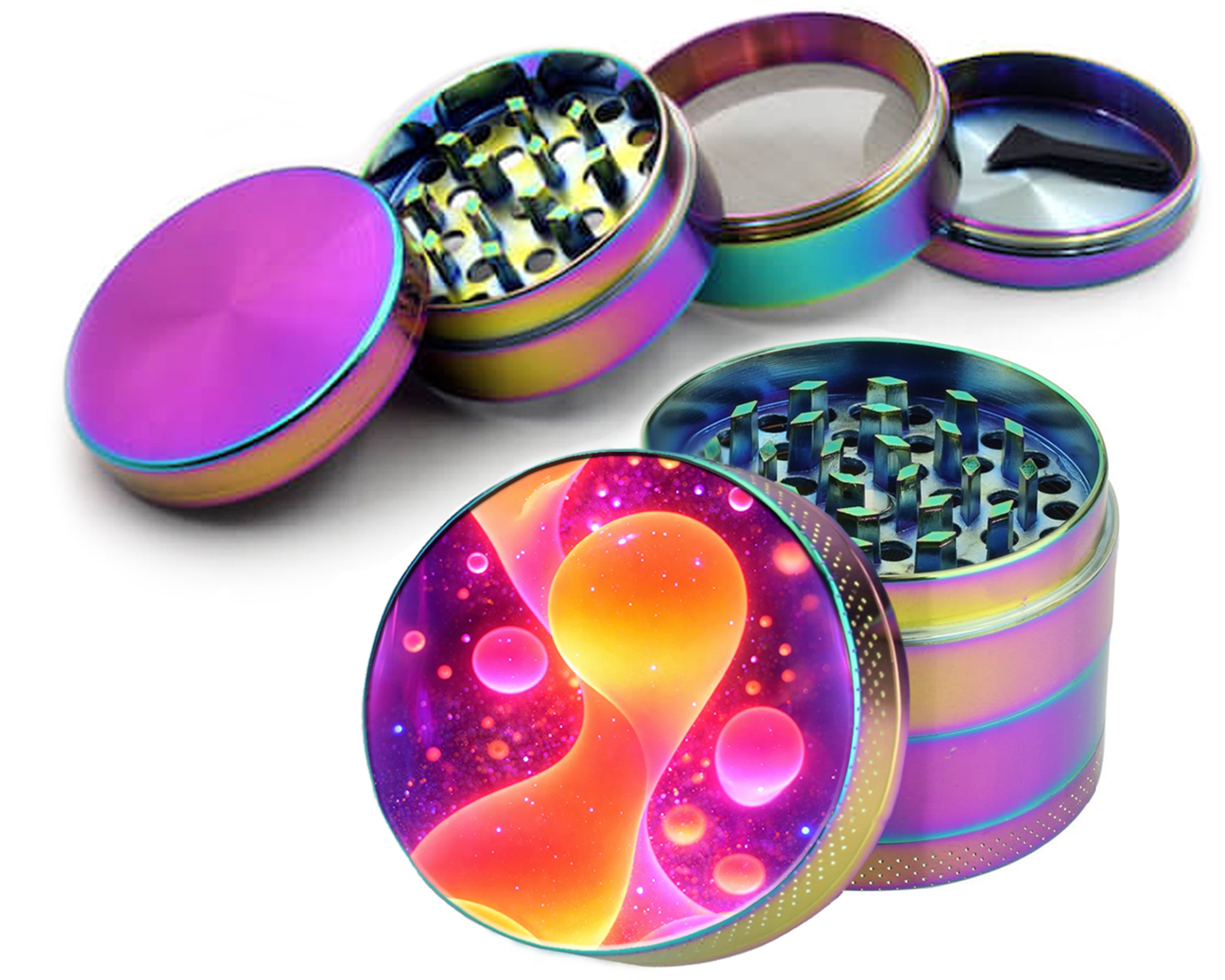 Trippy Psychedelic Lava Lamp Glow Design Spice Grinder Rainbow Grinder