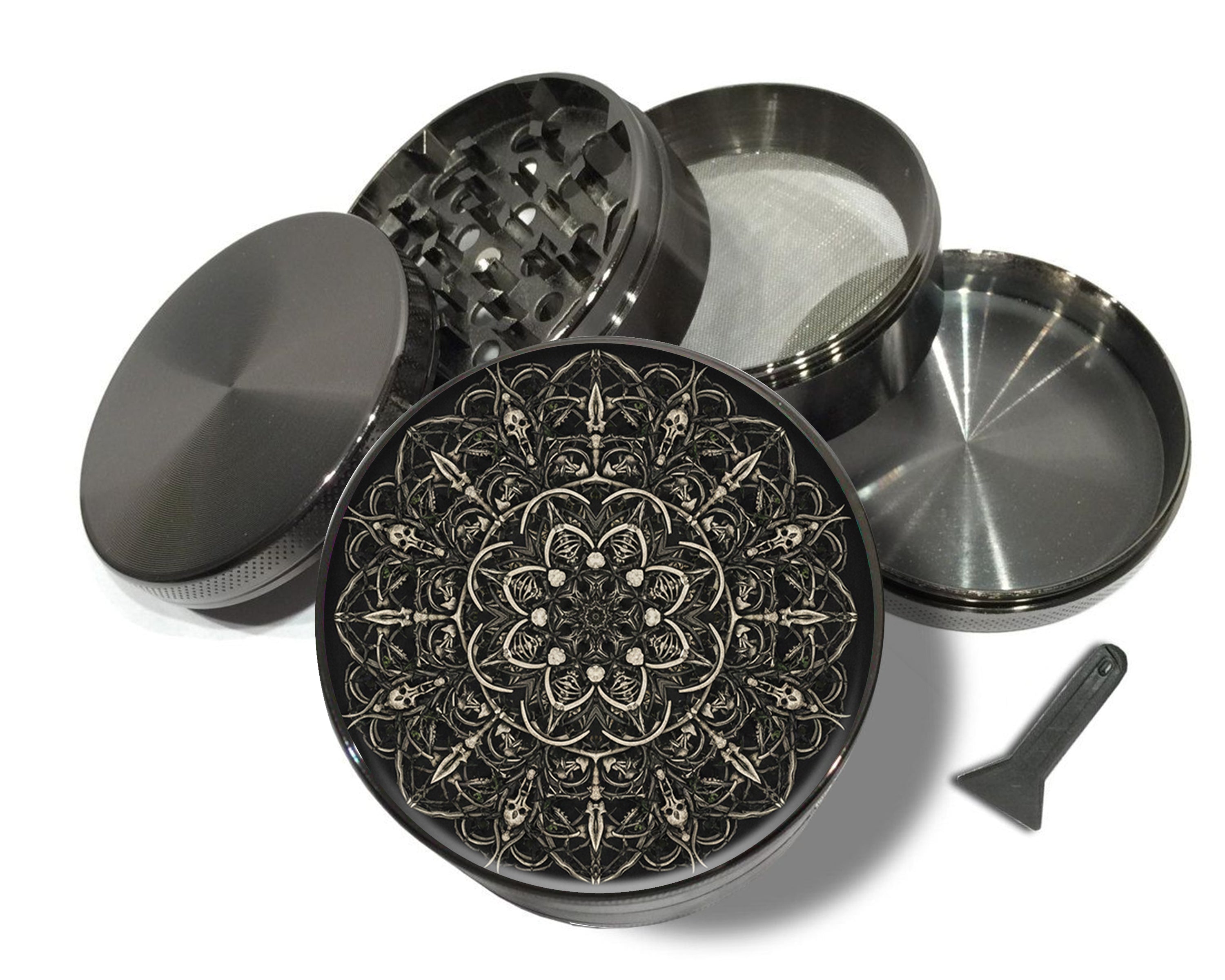Gothic Bone Mandala Spice Grinder Grey Grinder
