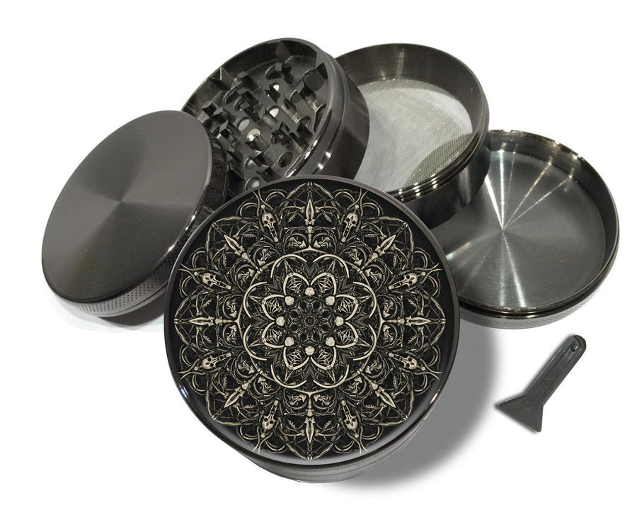 Gothic Bone Mandala Spice Grinder Grey Grinder