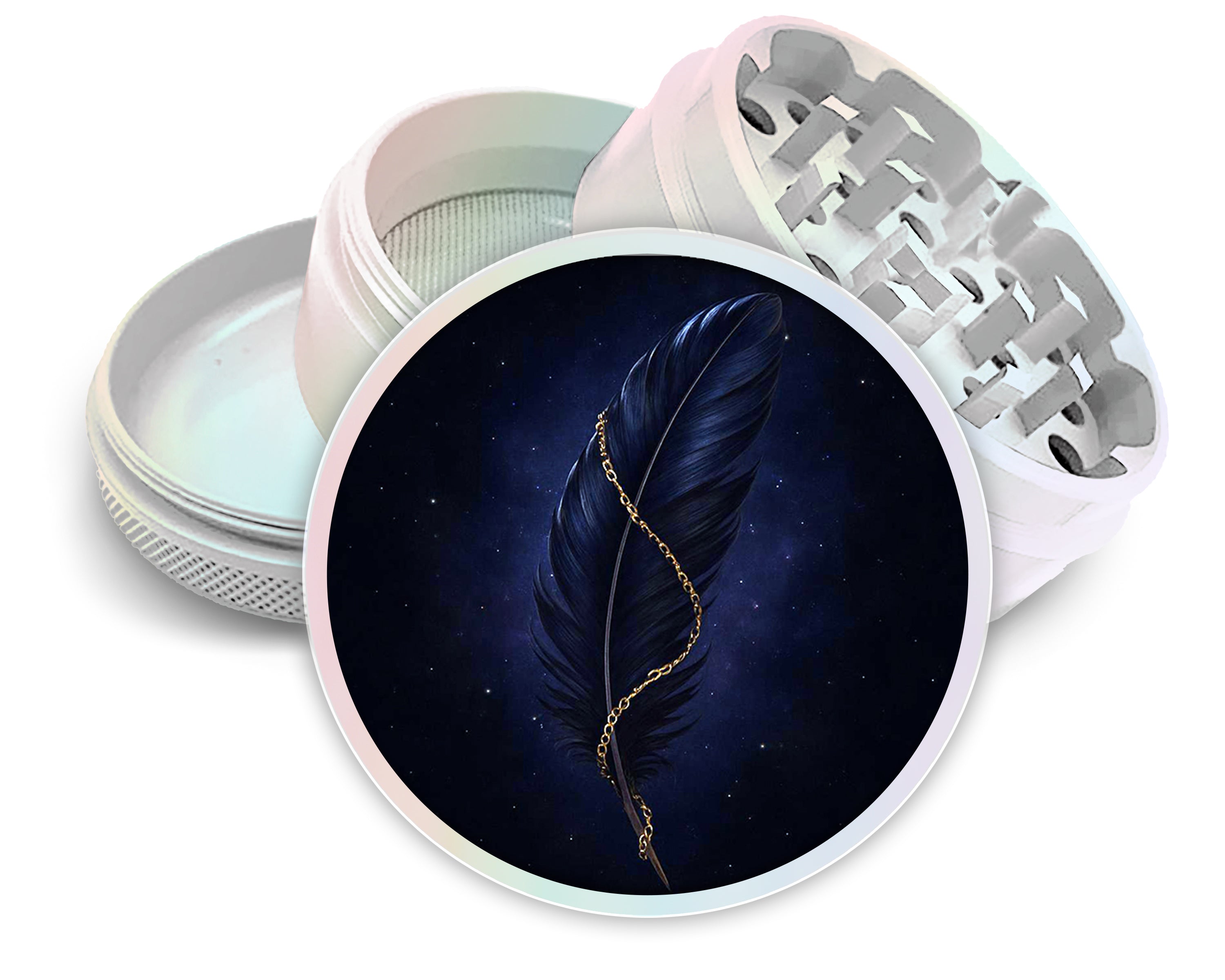 Midnight Feather Talisman Spice Grinder White Grinder