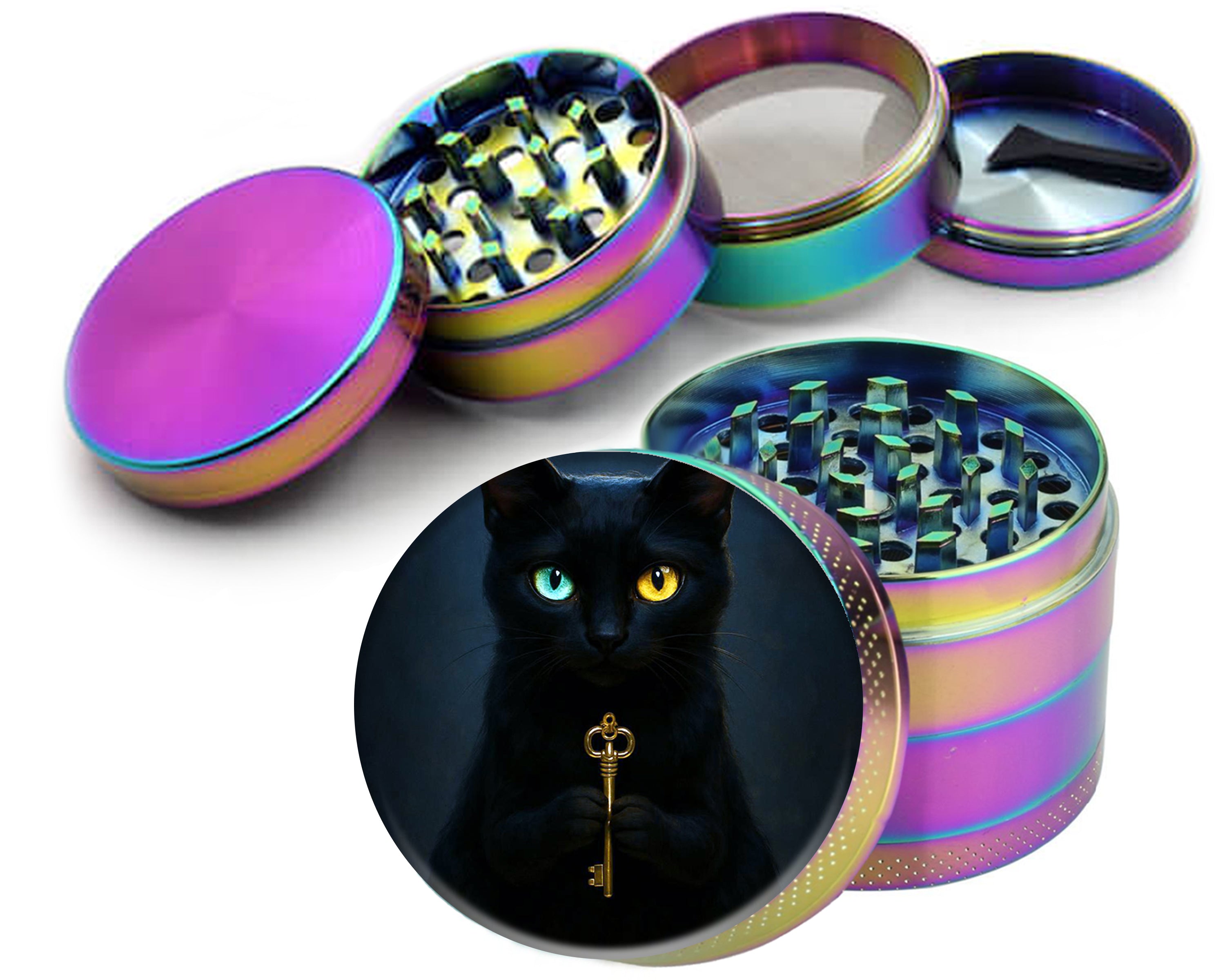 Enigmatic Keyholder Cat Spice Grinder Rainbow Grinder